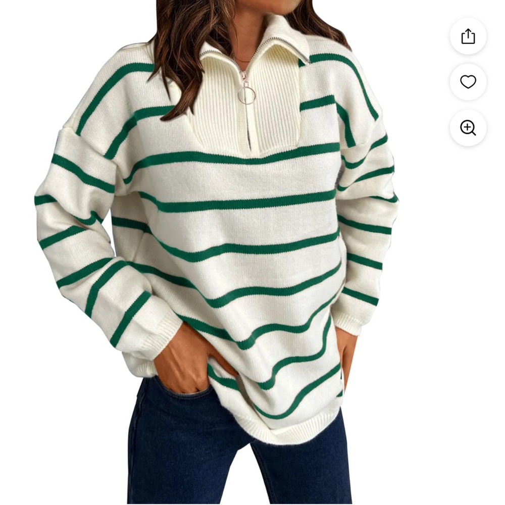Half Zip Striped Sweater